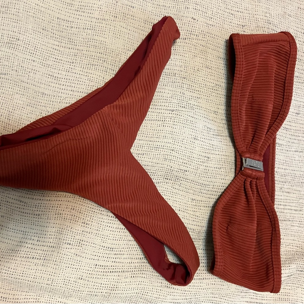 REVOLVE Rust Ribbed Bikini Set
